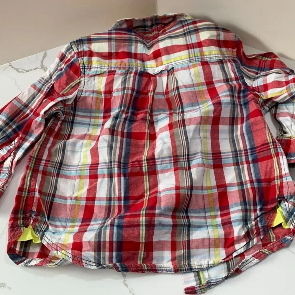 GENUINE KIDS OshKosh Baby Boys Red White Plaid Button Down Dress Shirt 24M